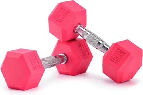 Portzon Mancuernas de color rosa compatibles con el juego de 2 mancuernas de neopreno/goma, 1-15 libras, antideslizantes, no se ruedan, forma