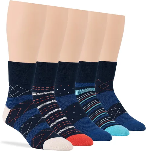 Miniatura 22 de 7BIGSTARS KINGDOM Calcetines de algodón para hombre, diabéticos, no vinculantes, paquete de 5 unidades, talla L/XL, Azul mezclilla, verde oliva