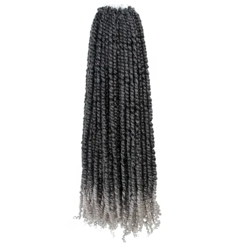 Miniatura 20 de BOHOBABE Cabello de Ganchillo Pre-retorcido Passion Twist de 14 Pulgadas Cabello Corto Ombré Gris Pre-enrollado de Ganchillo Passion Twist para Gris