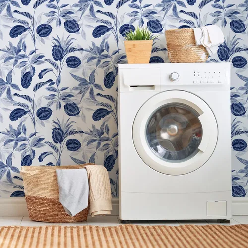 Miniatura 4 de BaoHArtHome Papel tapiz floral azul para despegar y pegar, extraíble, papel de contacto de flores vintage, autoadhesivo, impermeable, apto