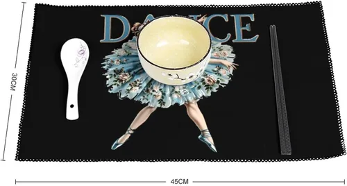 Miniatura 2 de Ballerina Dance Placemats Set of 6 Resistant Table Mats Washable Place Mats for Dinner Party Table Decoration