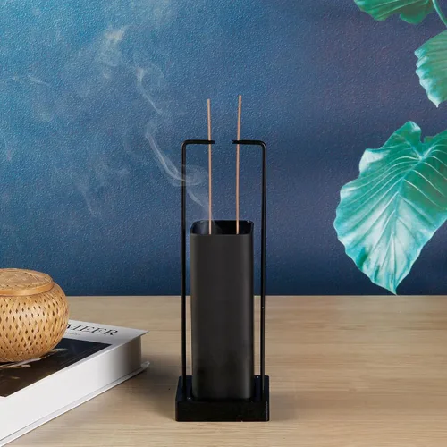 Miniatura 6 de Soporte para Varillas de Incienso, Quemador de Incienso Invertido con Recolector de Cenizas de Vidrio Negro Extraíble Anti-Vuelo de Cenizas Todo