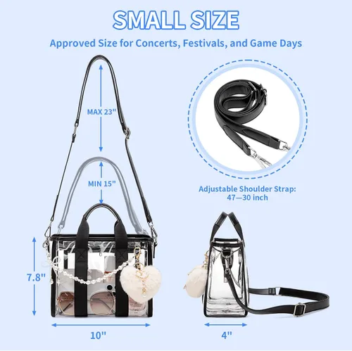 Miniatura 3 de Mini bolsa de mano, bolsa de playa iridiscente, bolsa transparente para eventos de estadio, conciertos, bolso resistente al agua con correa cruzada