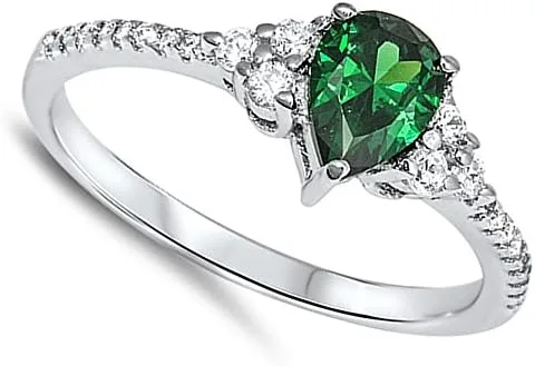 Miniatura 3 de Elige tu color plata de ley anillo de lágrima