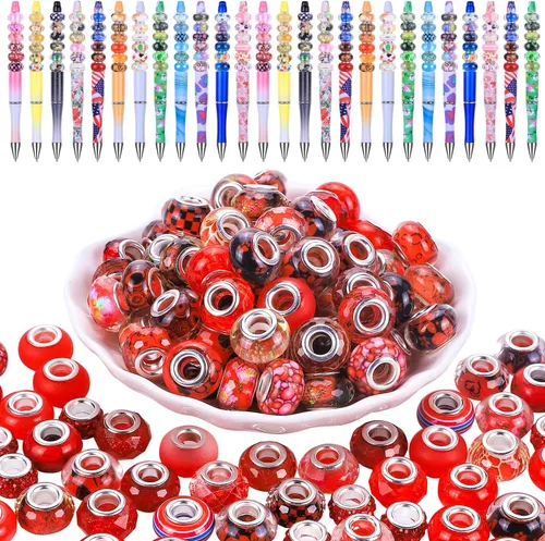 Miniatura 29 de Espaciador de agujeros grandes europeos con cuentas de hadas con diamantes de imitación para manualidades, pulseras y bisutería