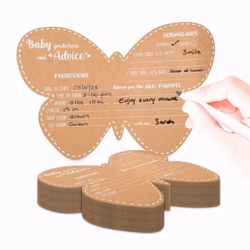 Decoraciones de mariposa para baby shower, tarjetas de consejos para baby shower para padres futuros, juegos de baby shower para niñas, juego de 50