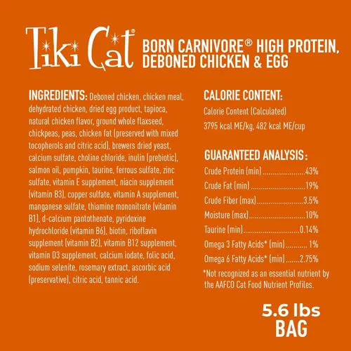 Miniatura 4 de Tiki Cat Born Carnivore - Alimento seco para gatos con alto contenido de proteínas, pollo deshuesado y huevo, bolsa de 5.6 libras