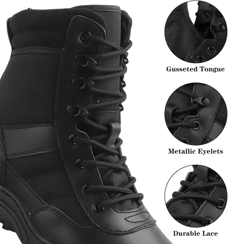 Miniatura 3 de Botas tácticas militares de combate para hombre, con cremallera lateral, botas de trabajo para el ejército y la policía, antideslizantes para tareas
