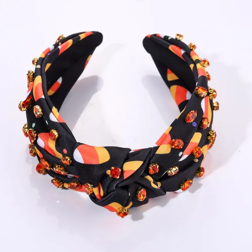Miniatura 5 de PHALIN Diadema de Halloween para mujer, accesorios de Halloween con diamantes de imitación, caramelo, calabaza, fantasma, diadema anudada