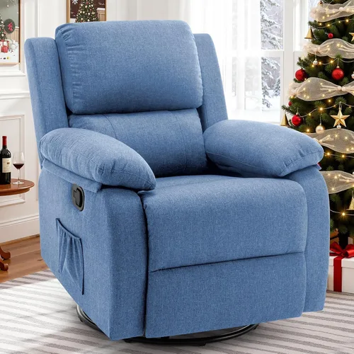 Miniatura 22 de Korser Silla reclinable, silla mecedora giratoria 360 grados para adultos, mecedora pequeña para espacios pequeños, tapizada de tela, reclinable