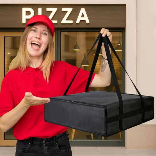 Miniatura 7 de Bodaon Bolsa aislante para entrega de pizza, 20 x 20 x 6 pulgadas, bolsas calentadoras de pizza para llevar calientes, bolsa térmica para catering