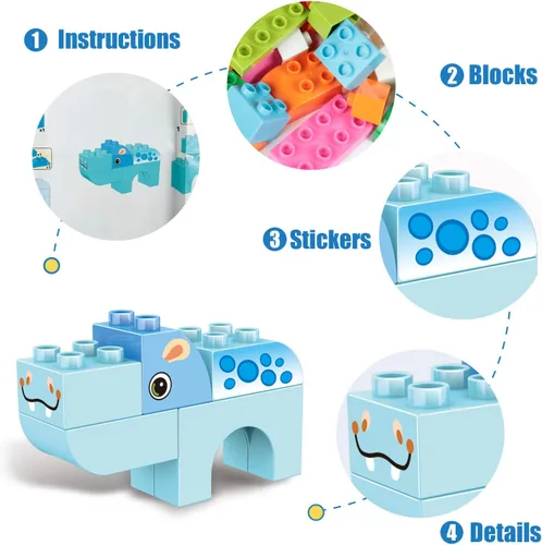Miniatura 3 de Juego de bloques de construcción de animales, 122 piezas de juguetes de construcción de animales para niños de 3, 4, 5, 6 años, juguetes educativos