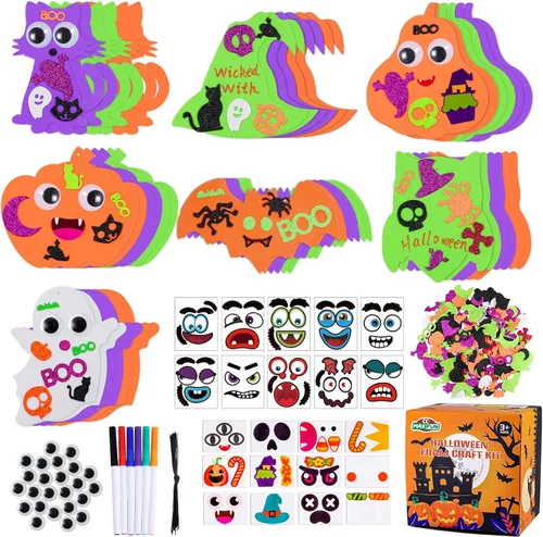 Miniatura 8 de Max Fun 332 piezas de manualidades de Halloween para niños, actividades de Halloween, calabazas de espuma para manualidades, kits de regalo, juego