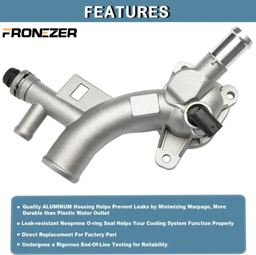 Miniatura 2 de Carcasa de termostato de refrigerante de motor de aluminio con salida de agua compatible con Chevy Cruze 2011-2016, Chey Sonic 2012-2020, Chevy Trax
