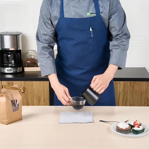 Miniatura 5 de Restaurantware - Delantal con peto Chef 101, 1 delantal de servidor con 3 bolsillos, longitud media, lavable a máquina, poliéster negro unisex