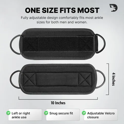 Miniatura 7 de DMoose Fitness Ankle Strap for Cable Machine - One Size Fit with Premium Padding Cuffs, Ankle Bands for Working Out, Booty Workouts, Leg Extension