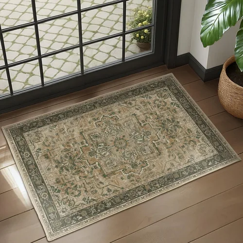 Miniatura 56 de Alfombra de pasillo profundo azul 2x8, alfombra de pasillo lavable antideslizante para entrada interior, alfombra de medallón vintage de 0.27