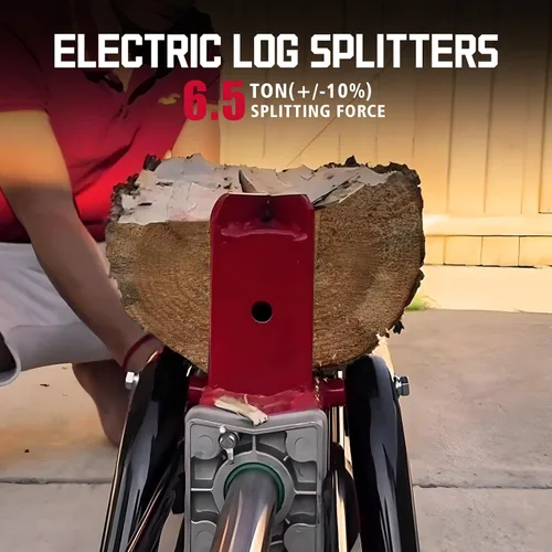 Miniatura 2 de PowerSmart Divisor eléctrico de troncos de 6.5 toneladas, divisor de madera con velocidad de motor 3450, 15 amperios, diseño de viga completa