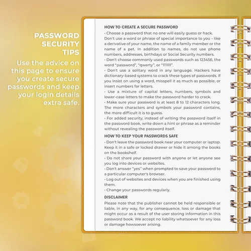 Miniatura 5 de Clever Fox Libro de Contraseñas en Espiral – Organizador de Direcciones de Internet y Contraseñas con Pestañas Alfabéticas Laminadas – Diario