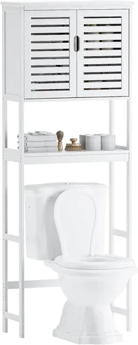 Miniatura 11 de SMIBUY Gabinete de Almacenamiento para Baño sobre el Inodoro, Organizador de Gabinete de 2 Puertas de Bambú, Estante de Inodoro Independiente
