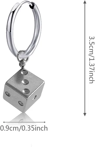 Miniatura 2 de Punk Cool - Aretes de aro colgantes de acero inoxidable 3D para mujeres y hombres, para fiesta de club nocturno