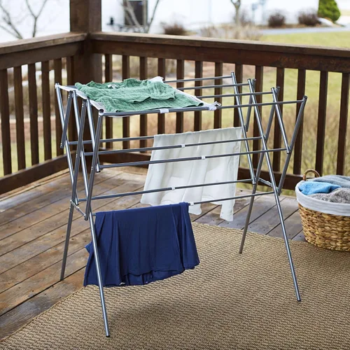 Miniatura 4 de Household Essentials - Tendedero de ropa plegable, extensible y colapsable para lavandería, color plateado Plata