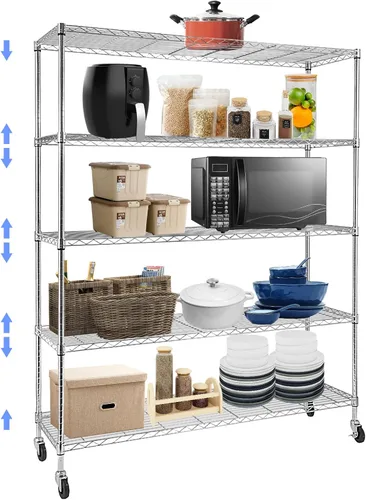 Miniatura 12 de BNSPLY Estantería ajustable de 3 niveles, estante de alambre de metal con certificado NSF, pies niveladores, estante de almacenamiento de pie