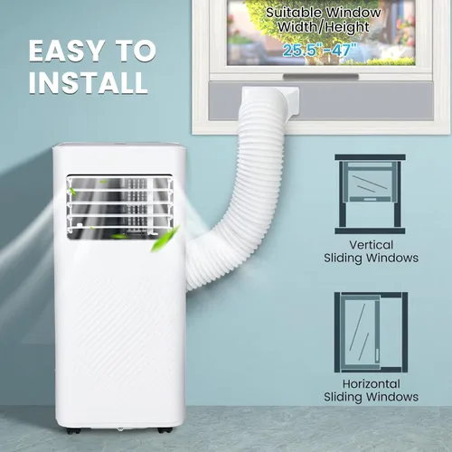Miniatura 5 de PETSITE Aire acondicionado portátil de 10000 BTU, unidad de refrigeración de CA 3 en 1 con control remoto, deshumidificador, modo de suspensión, kit