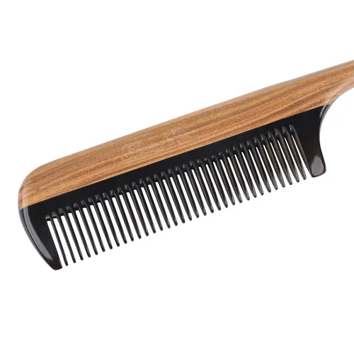 Miniatura 4 de Breezelike Peines de pelo Peine de cola de madera desenredante de dientes finos Peine de cuerno de sándalo natural estático para mujer