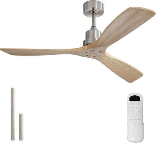 Miniatura 11 de Sofucor - Ventilador de techo de 52 pulgadas sin luces, moderno, de madera maciza, con control remoto, 5000 CFM de alto flujo de aire, motor CC
