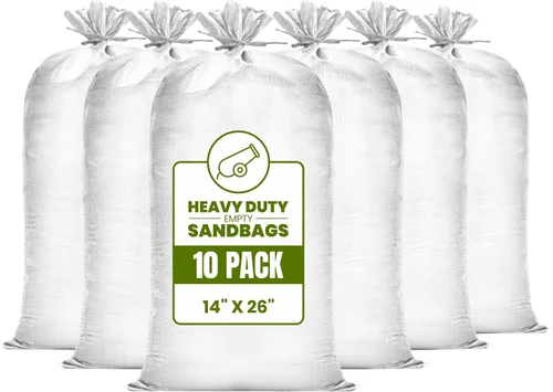 Miniatura 19 de (No fabricadas en China) Bolsas de arena resistentes para inundaciones, bolsas de arena vacías con cuerdas de amarre, protección UV 1600 horas, Verde