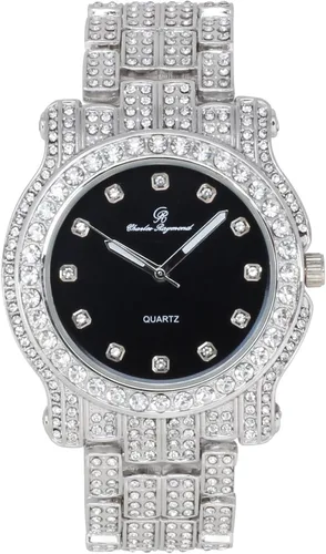 Miniatura 80 de Charles Raymond Bling-ed Out Ultimate Hip Hop Royalty Reloj para hombre con número romano de fácil lectura o indicadores de tiempo de diamantes