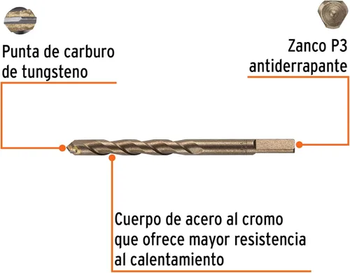 Miniatura 2 de TRUPER BCT-1/2X6-B Brocas para mampostería, en ampolla. Vástago de 11/32" 1/2" 6" (152mm)