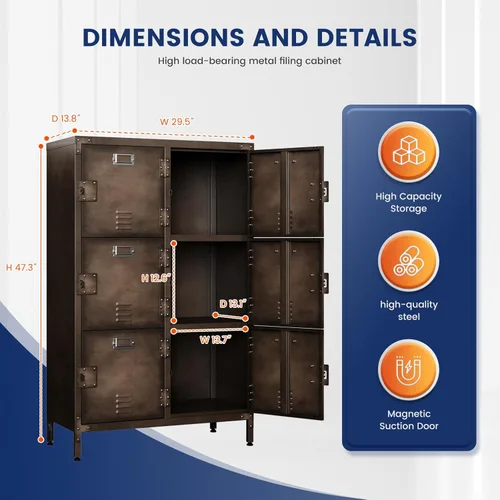 Miniatura 3 de Yizosh Armario de metal con 6 puertas con cerradura, armarios de almacenamiento de acero industrial para empleados – Armarios de almacenamiento
