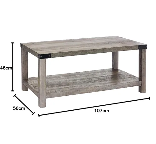 Miniatura 8 de ROCKPOINT Muebles estilo granero estilo granja rectangular acento mesa de centro, gris lavado