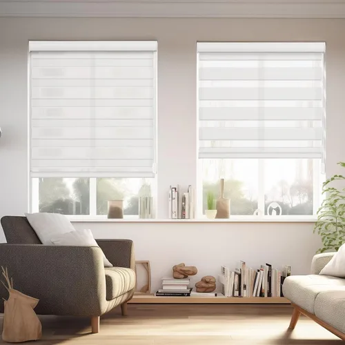 Miniatura 17 de Persianas de cebra Changshade para ventanas interiores con filtro de luz, persianas de cebra con cordón para puertas corredizas de vidrio