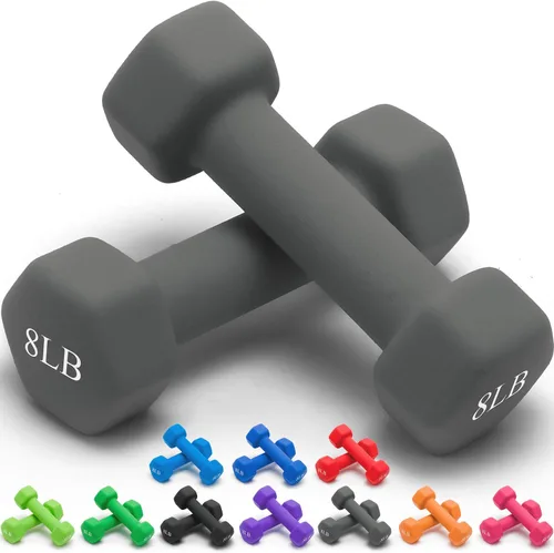 Miniatura 65 de Portzon Mancuernas con Pesos 10 Opciones de Colores Compatibles con Juego de 2 Mancuernas de Neopreno, 1-15 Libras, Antideslizantes, No se Ruedan