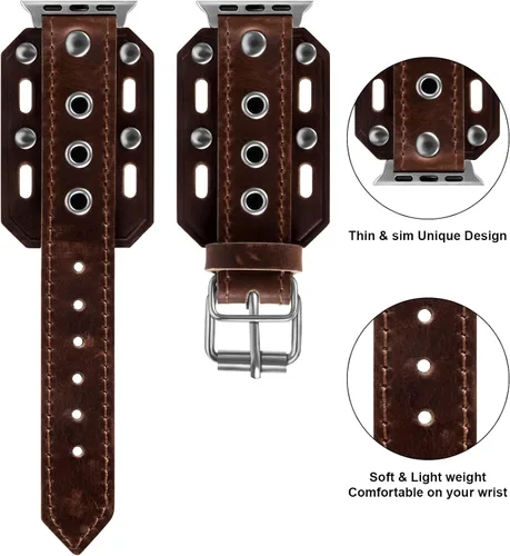 Miniatura 4 de VIQIV Correas de reloj de cuero compatibles con Apple Watch Band 1.614 in 1.575 in 1.496 in 1.929 in 1.732 in 1.772 in 1.654 in iWatch Series