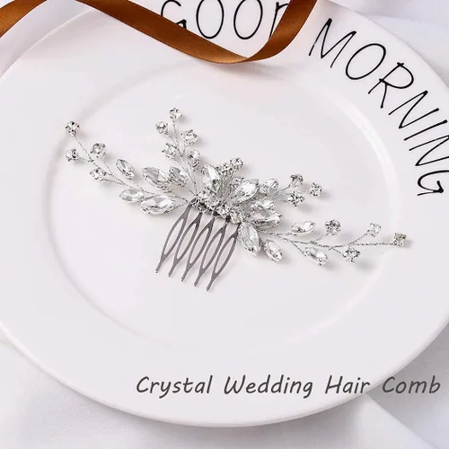 Miniatura 9 de Unicra Bride Silver - Peine para el cabello de boda con cristales brillantes, accesorio para el cabello con diamantes de imitación para mujeres