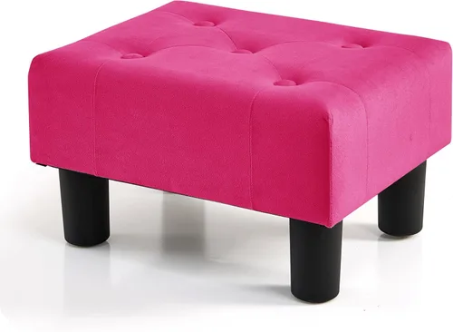 Miniatura 26 de BRIAN & DANY Taburete pequeño para pies, taburetes de lino con patas, reposapiés pequeño estable para sala de estar, beige