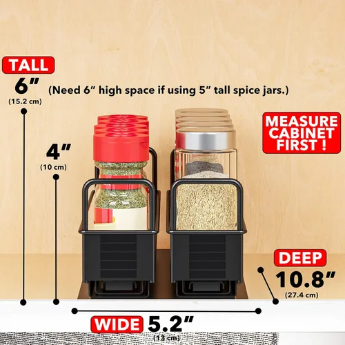Miniatura 2 de SpaceAid Organizador de especias extraíble para gabinete, organizador de condimentos deslizante y resistente para armarios de cocina, organizador