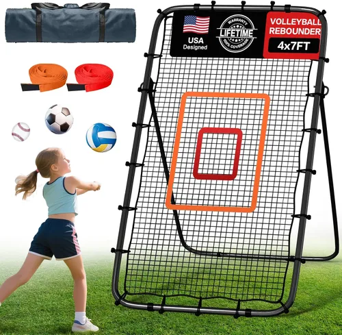 Miniatura 8 de Red de rebote para voleibol de 7x4 pies, red de rebote ajustable de 5 ángulos para practicar zambullidas, posicionamiento, clavado