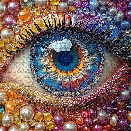 Miniatura 2 de Impossible Puzzles para adultos de 1000 piezas, diseño de diamantes de cristal degradado colorido de ojos con temática de arte abstracto, difícil