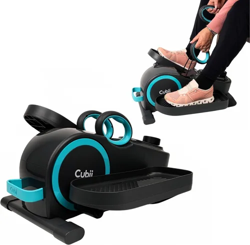 Cubii Total Body - Pedal elíptico para usar sentado bajo el escritorio con bandas de resistencia integradas para el cuerpo superior, 12 niveles de