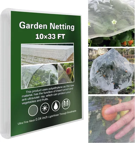 Red de jardín de 10 x 33 pies, cubierta ultra fina para plantas, malla de barrera de insectos para plantas, verduras, frutas, flores, cubiertas de