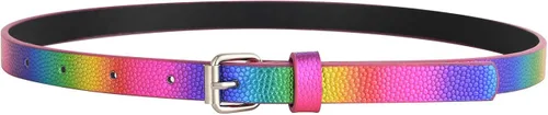 Miniatura 3 de Paquete de 3 cinturones para niñas, arco iris, negro, plateado, Multi colorido