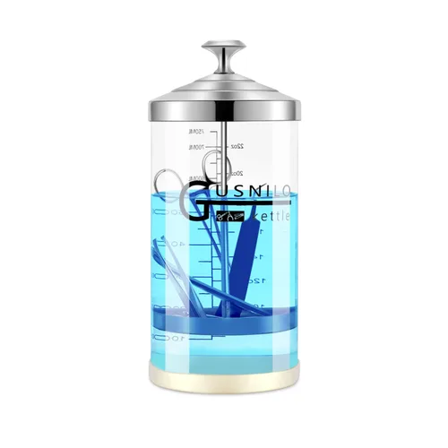 Tarro desinfectante de peluquero (30 onzas) con bandeja de acero inoxidable, ideal para spa, salón y herramientas de uñas