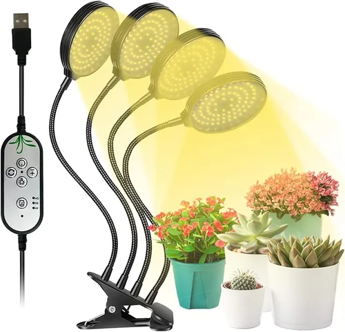 Miniatura 9 de Luces de cultivo para plantas de interior, luces LED de espectro completo de 15 W con temporizador de encendido/apagado automático de 3/9/12 horas