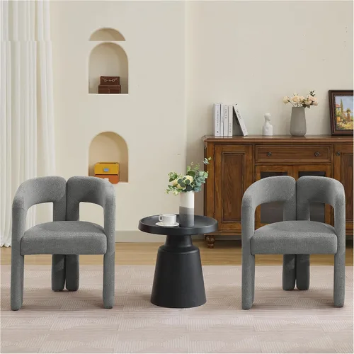 Miniatura 24 de adochr Modernas sillas de comedor de barril, silla de comedor tapizada de lino con patas de madera, sillas decorativas con brazos, cómodos sillones