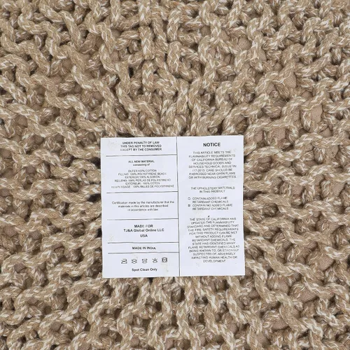 Miniatura 8 de REDEARTH Puf Otomano Redondo - Tejido a Mano con Cable Estilo Boho, Decoración del Hogar, Puf Circular, Reposapiés para Sala de Estar - Guardería